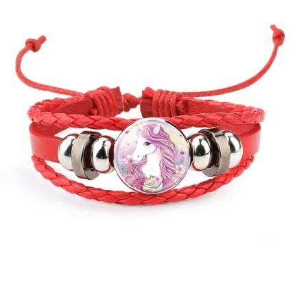 Bracelet Licorne Enroulé Rouge